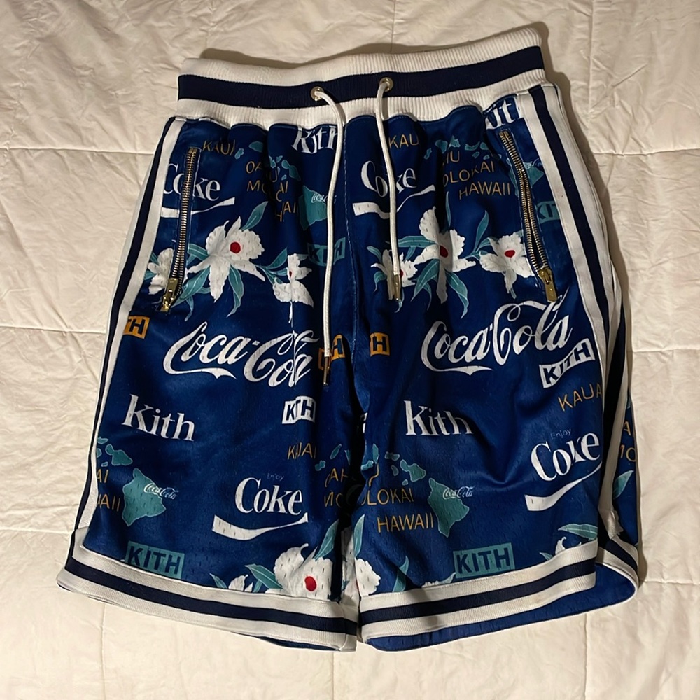 **SOLD** KITH x Coca Cola x Mitchell & Ness Hawaii Shorts - Blue